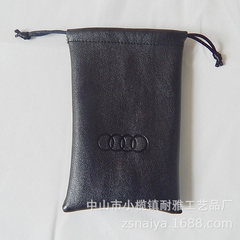 厂家批发pu皮革耳机防尘收纳袋防水抽绳束口袋化妆品饰品pu皮革袋