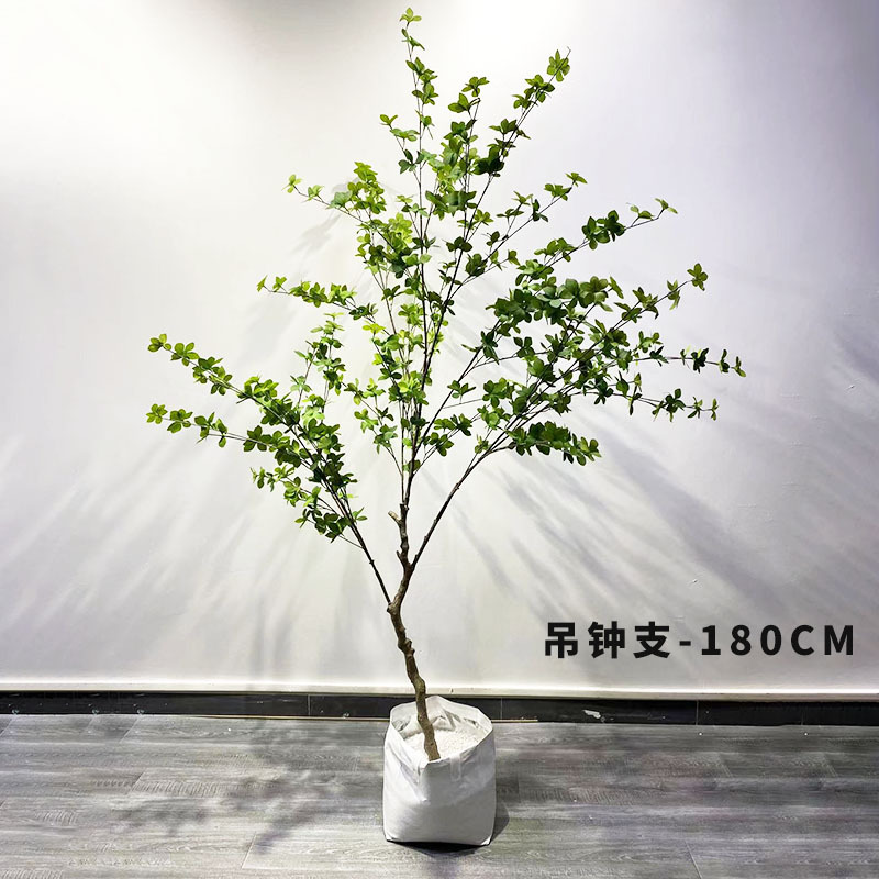 Artificial japonés borracho madera campana hoja árbol artificial sola gran rama planta verde planta maceta recepción ventana Decoración