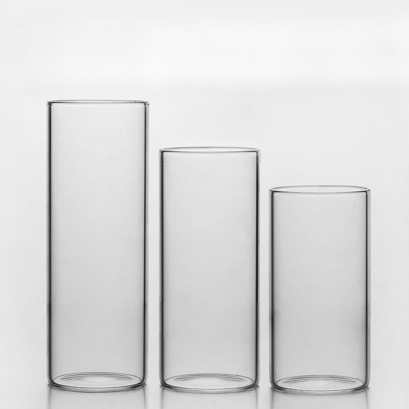 Wholesale Minimalist Cylindrical Cup Cafe Bar Thickened Borosilicate Glass Cold Resistant Heat Resistant Transparent Straight Glass