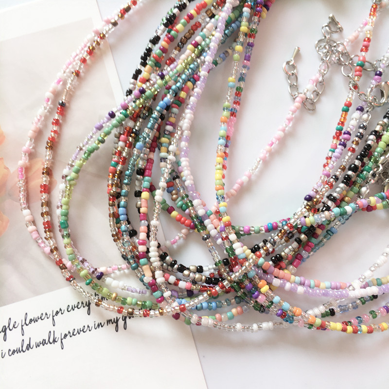 Women'S Gender Fashion Ethnic Style Geometric Colorful Ethnic Mixed Materials Seed Bead Beaded Necklaces Wholesale