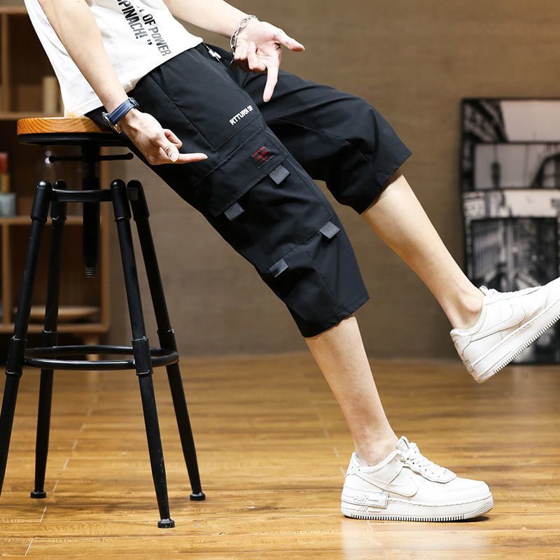 韓国版トレンドins七分ズボン男性夏新2024薄タイプ高級カジュアルゆったり工装男性パンツ|undefined
