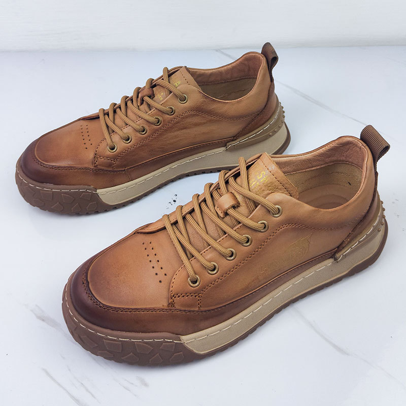 Men's Leather Board Shoes Comfortable Casual Trainers For Men_voghion.com