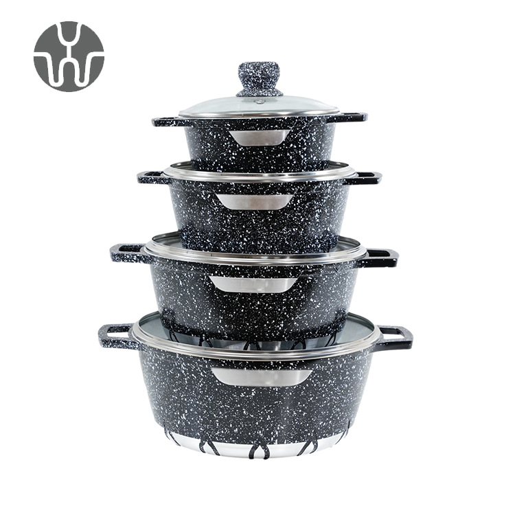 Suministro directo de fábrica de la espada-tipo antiadherente pan de 12 piezas de fundición a presión olla maifan piedra cocina hogar aluminio sopa olla en stock