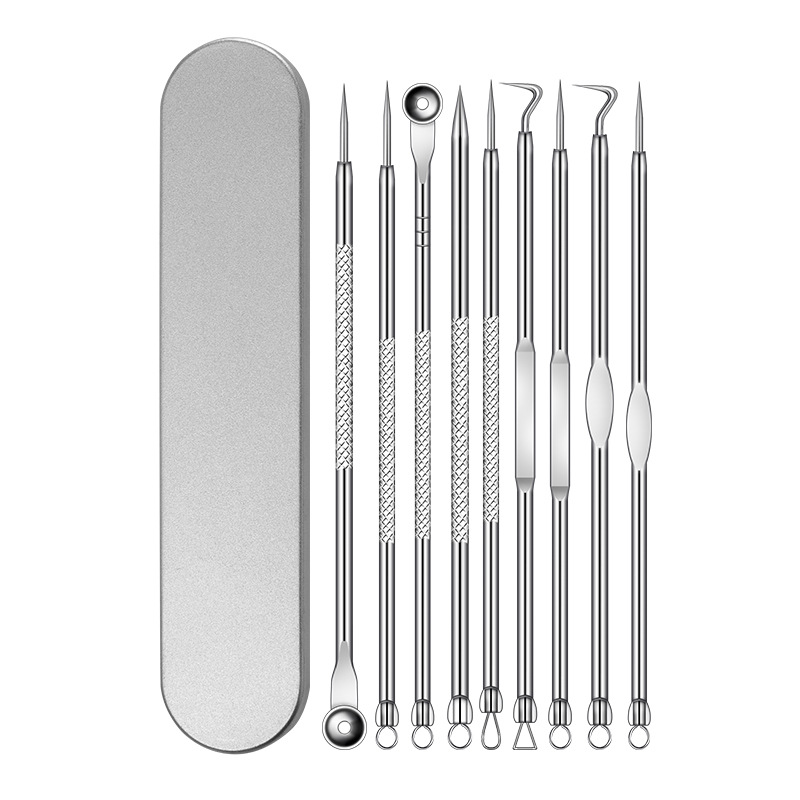 Fabricante de herramientas de belleza traje de celda clip de doble cabeza de acné eliminación de acné aguja de acné blackhead eliminación de aguja de acero inoxidable aguja de acné