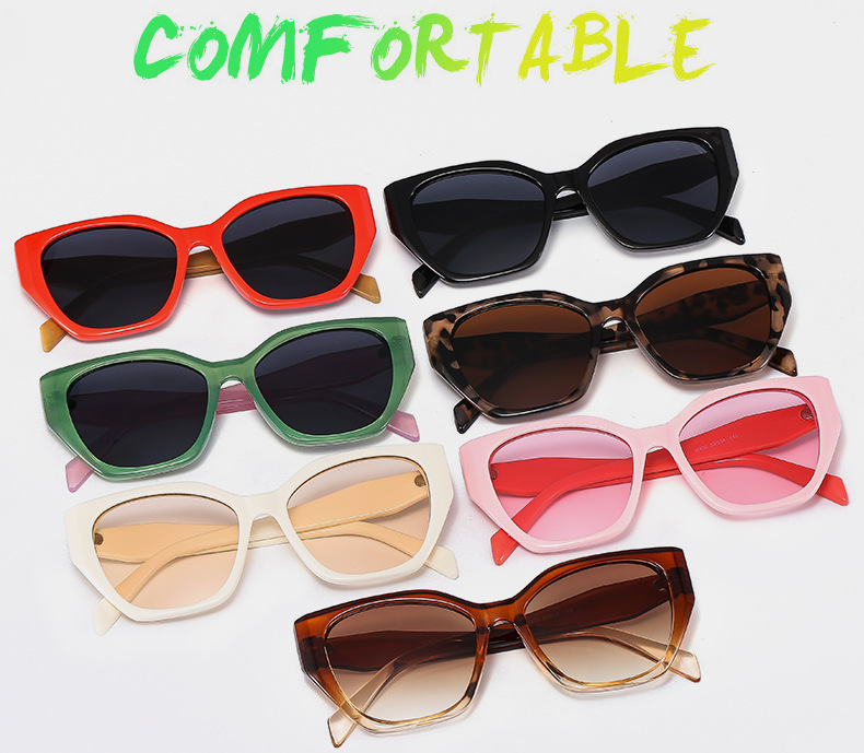 PC, UV400 Protection Lens Material Retro Ethnic Style Color Block Solid Color Leopard PC UV400 Protection Cat Eye Full Frame Women's Sunglasses