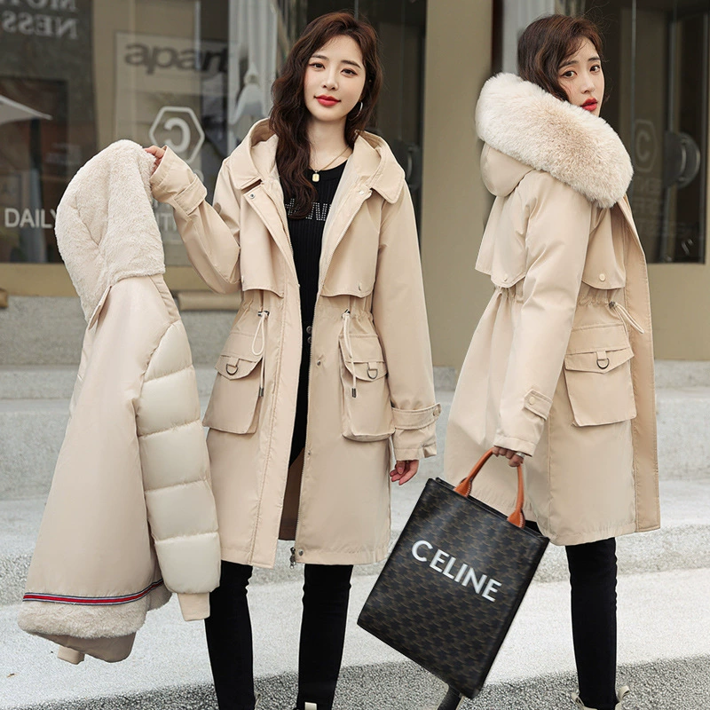 Волосатый воротник, один костюм, три носика, разборка, костюм, женский костюм, новый средний и длинный зимний пуховик