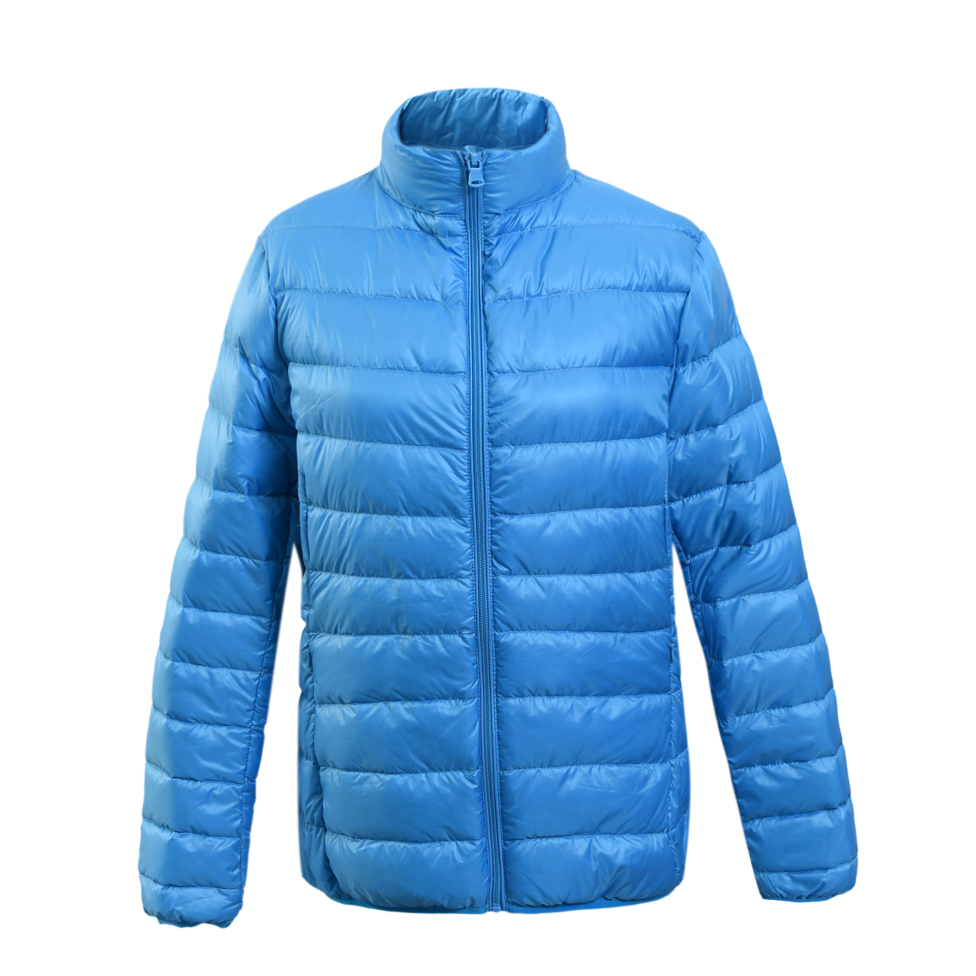 Thin solid color demi-season down jacket for leisure