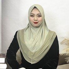 马来女士盖头头巾阿拉伯头套纯色水晶麻双层圆边雪纺头巾围巾现货