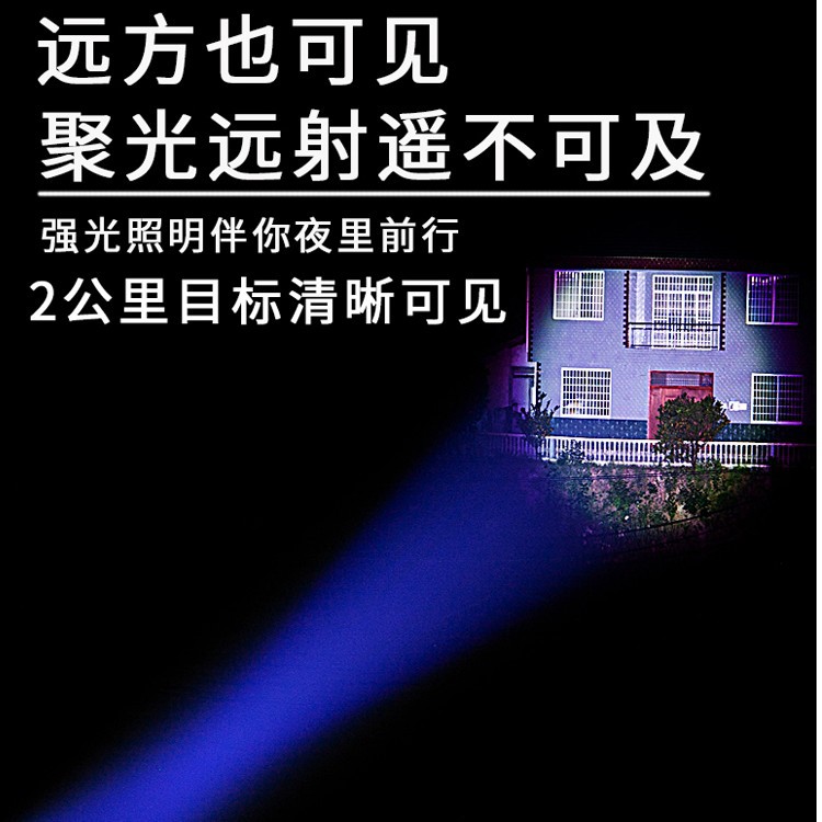 Blanco brillante láser de larga duración resistencia recargable de aluminio impermeable montañismo al aire libre linterna camping