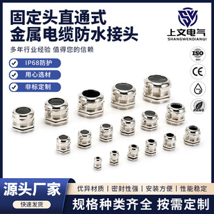 供應M8-M100銅鍍鎳金屬電纜防水接頭固定頭填料函