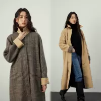 Двухсторонний Тренч Margiela, мужское и женское Свободное пальто одинаковых форм 23 года, новое осенне-зимнее классическое шерстяное пальто в клетку