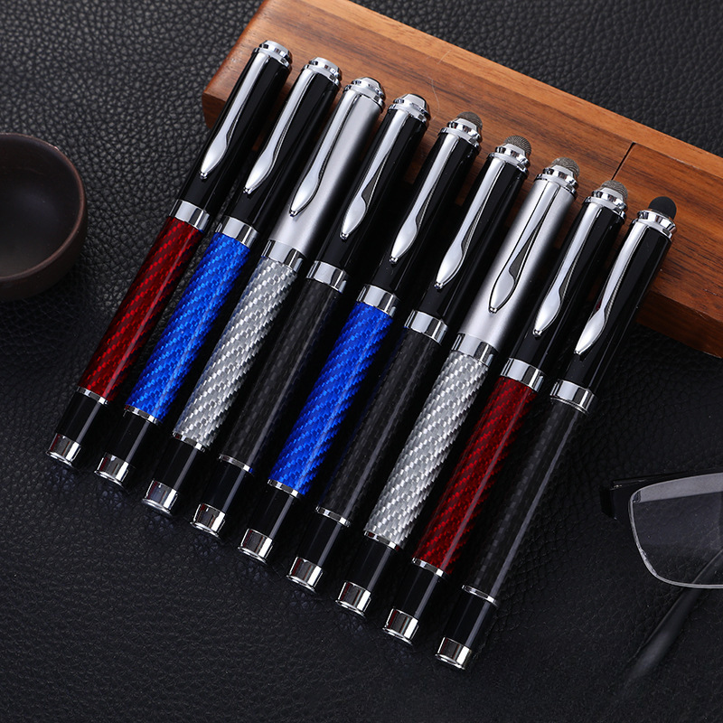 Business Gift Carbon Fiber Signature Pen Black Gel Pen Advertising Conference Ball Pen Printable Logo Metal Pen