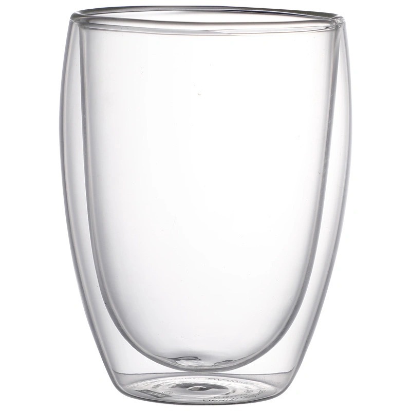 Taza de cóctel de doble capa no caliente, taza de vidrio de aislamiento térmico, taza de jugo de fría redonda creativa, taza de bebida caliente a prueba de quemaduras