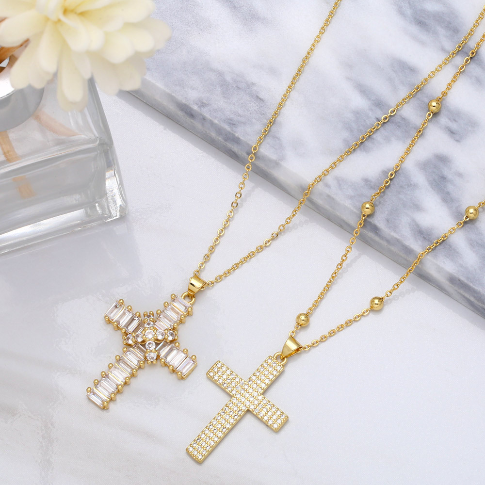 Hip-hop Full Diamond Cross Micro-inlaid Zircon Pendant Necklace Wholesale display picture 7