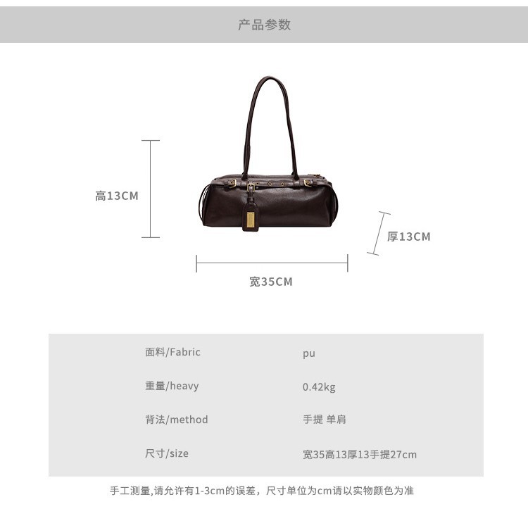 Pre-Owned Women's Underarm Bag 2026 Autumn/Winter New Niche Bowling Bag Large Capacity Retro Shoulder Commuter Bag - Thumbnail 4
