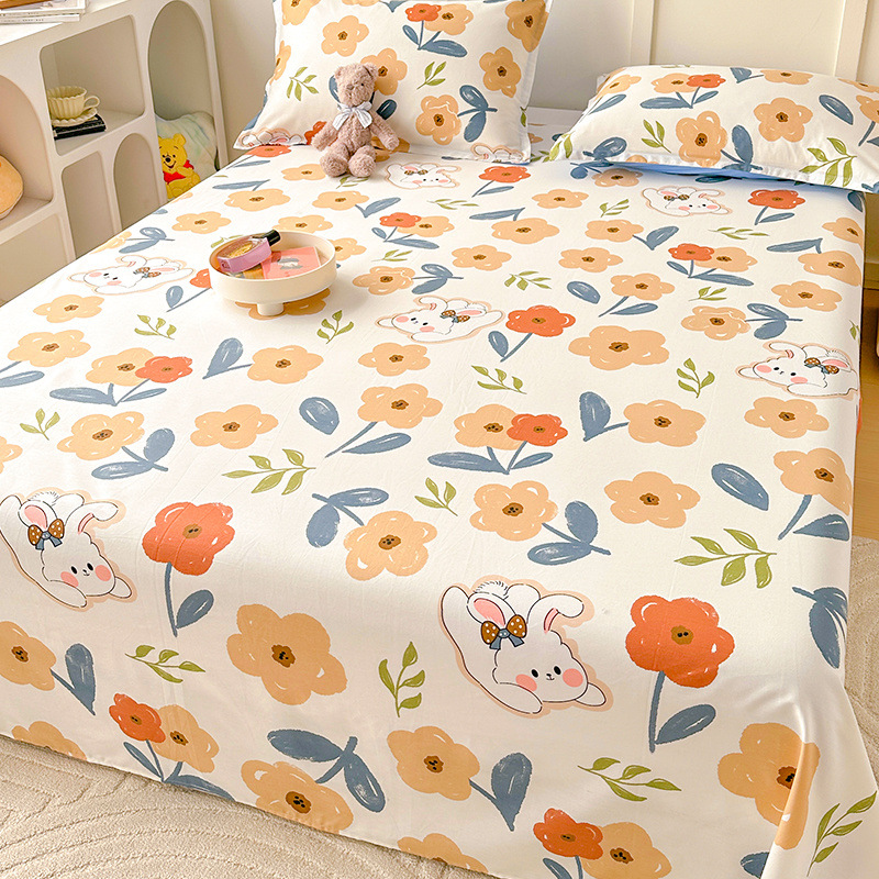 Sábana de algodón grueso de dibujos animados pieza individual 100 algodón dormitorio de estudiantes cama individual de verano pieza de tres piezas doble 1.5
