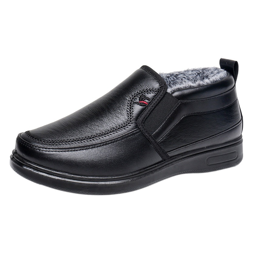 Invierno viejo Beijing zapatos de algodón para hombres impermeables antideslizantes de mediana edad y ancianos zapatos de papá forrados de lana caliente casual botas de algodón para hombres viejos