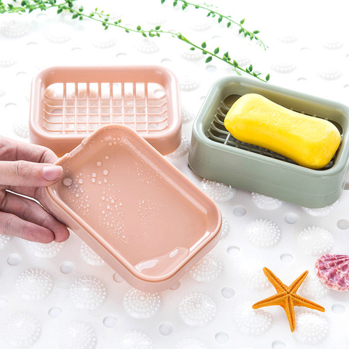 Drainage soap box household bathroom large soap rack bathroom plastic simple European double-layer soap box soap dish