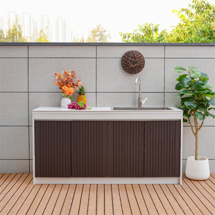 Outdoor Courtyard Wash Basin Outdoor Aluminum Alloy Slate Imitation Marble Wash Basin Balcony Storage Cabinet Operating Table