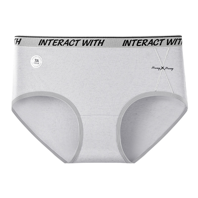 Pantalones completos 7A ropa interior de mujer de algodón antibacteriano color de contraste inglés cintura cómoda y transpirable cintura media cadera calzoncillos de niña
