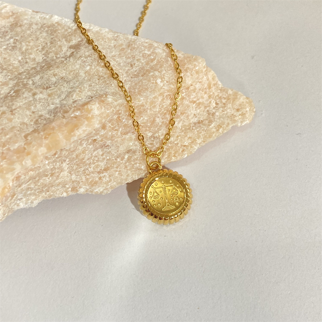 1 Piece Retro Constellation Stainless Steel Pendant Necklace_colorza_6