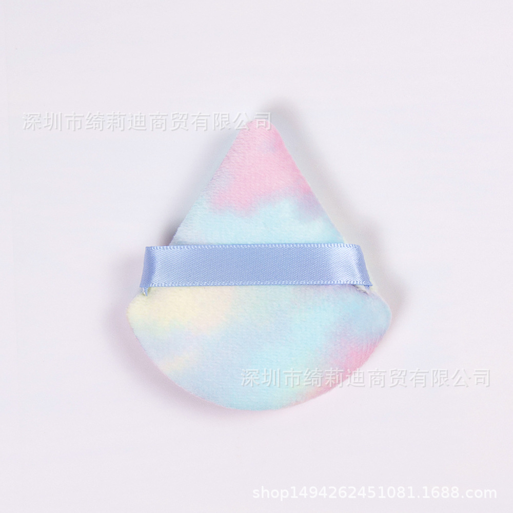 (Costura) soplo de polvo suelto de terciopelo de cristal triángulo multicolor polvo suelto polvo seco algodón polvo soplo húmedo y seco de doble uso