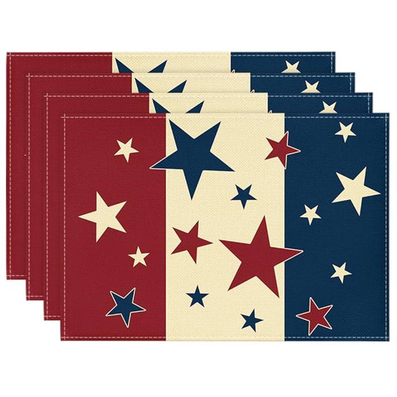 Transfronterizos lino almohadilla de mesa Aliexpress TEMU Amazon almohadilla de mesa cuadrada búfalo rojo almohadilla de Navidad Día de la Independencia