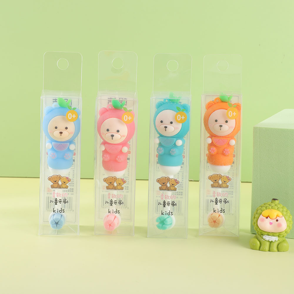 Fruit Bear Kidsren's Toothbrush 0-1-2-03 Years Old Infant Soft-Bristled Deciduous Teeth Cartoon Cute Baby Special Ten Thousand Bristle Brush
