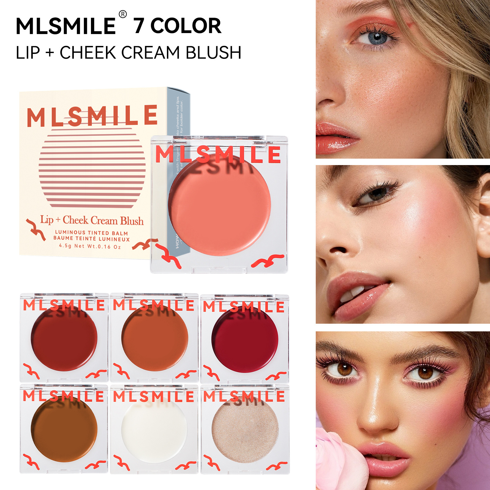MLSMILE Cross-Border Exclusive Cream Matte Natural Highlight Contour Rouge Easy To Apply Moisturizing Blush Palette_voghion.com