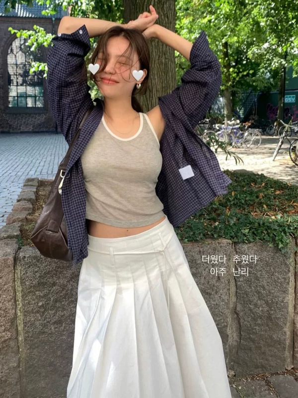 现货2025秋季新款韩版tan*at宽松复古翻领单排扣格纹长袖衬衫上衣|undefined