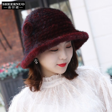 渔夫帽女秋帽子冬女貂绒盆帽皮草秋冬百搭韩版潮时尚貂皮帽水貂毛