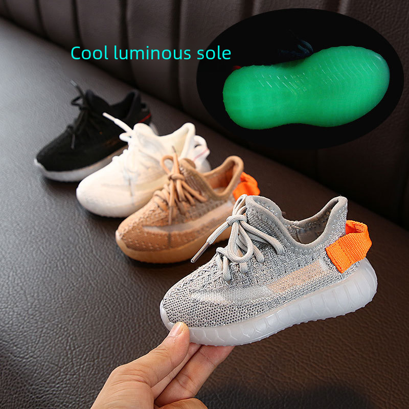 ins super hot summer new men's and women's fly mesh shoes sports casual breathable luminous running shoes children's shoes