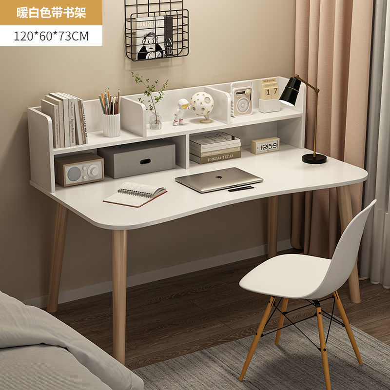 책장이 있는 싱글 테이블 120X60X73 따뜻한 흰색