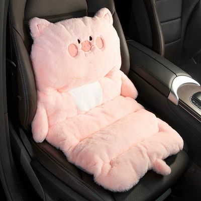 Car Seat Cushion Winter Plush Multi-function pad - pink-piggy