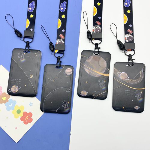 Creative cartoon astronaut student meal card for children and the elderly bus card game school card ID card holder with lanyard