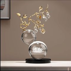 高级莲花水晶葫芦摆件轻奢高档客厅酒柜办公室装饰品搬家乔迁礼物