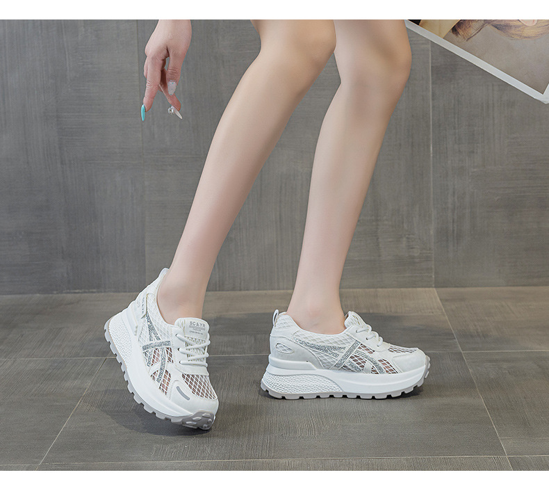 Giày sneaker nữ đế dày phong cách Hàn Quốc, thoáng khí, đế dày 3 cm — Hồng 5092, Trắng 5092 chi tiết 11