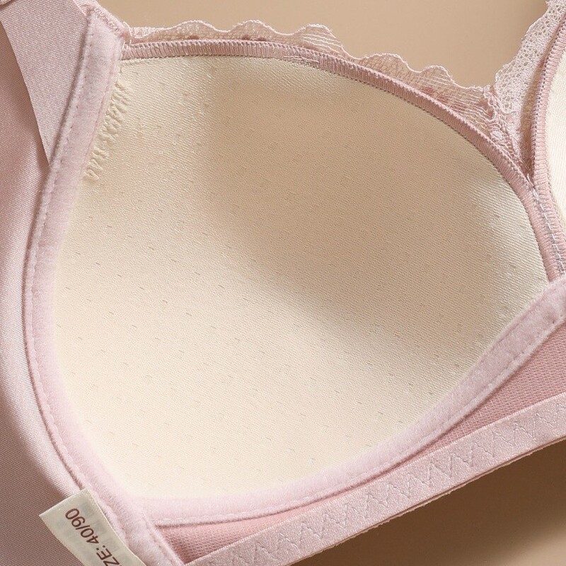 Latex Intimates Women's Thin Cup Comfortable Push-Up No Rims Lace Bra Top-Up Sexy Breast-Retracting Adjustable Bra