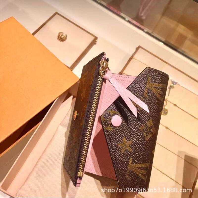 Foreign Trade Direct Supply L Presbyopic Short Wallet Rose Red Lujia 70% off Doudou Wallet Women's Coin Purse Id Card Holder