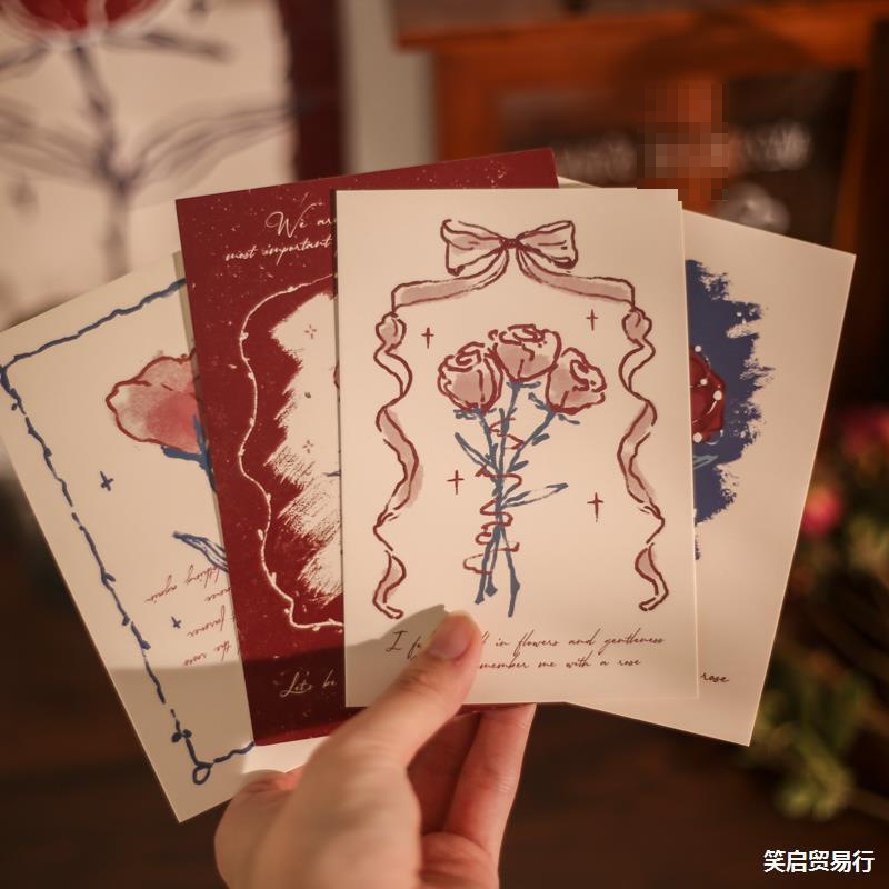 Teacher's Day Greeting Card, Birthday Greeting Card, Postcard, Handwritten Small Card, Blessing Thank You Letter, Hand-painted Card, Flowers