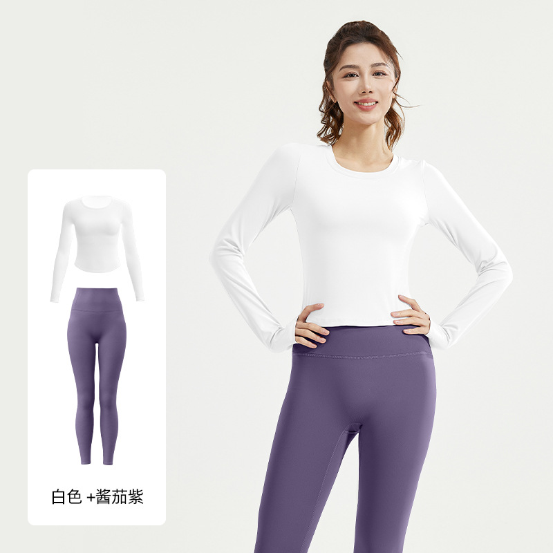 Juyitang nuevo traje de yoga delgado desnudo, delgado, elástico y transpirable, traje de fitness de ocio para correr