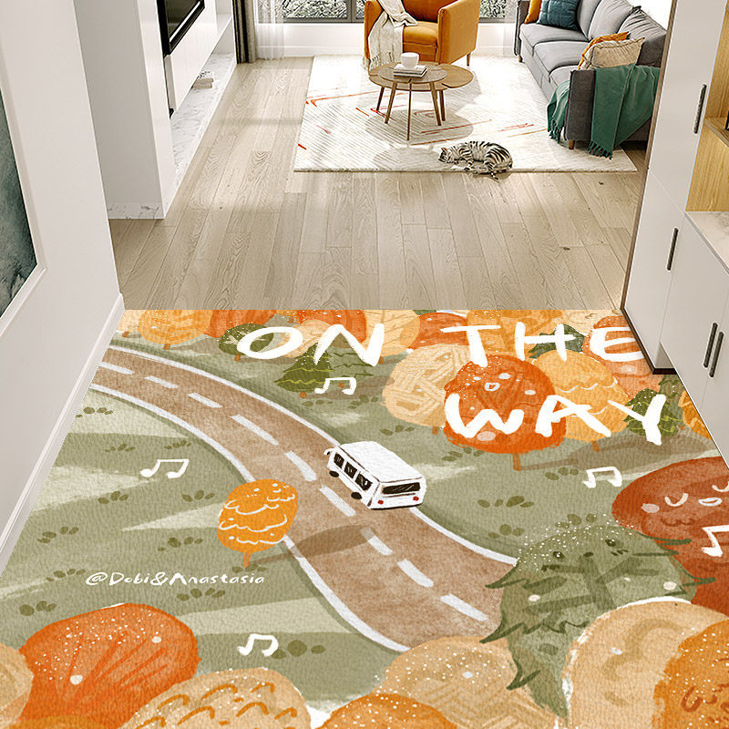 New dirt-resistant, easy-to-clean entrance door mat for home use, cuttable leather mat, PVC waterproof and oil-resistant foot mat