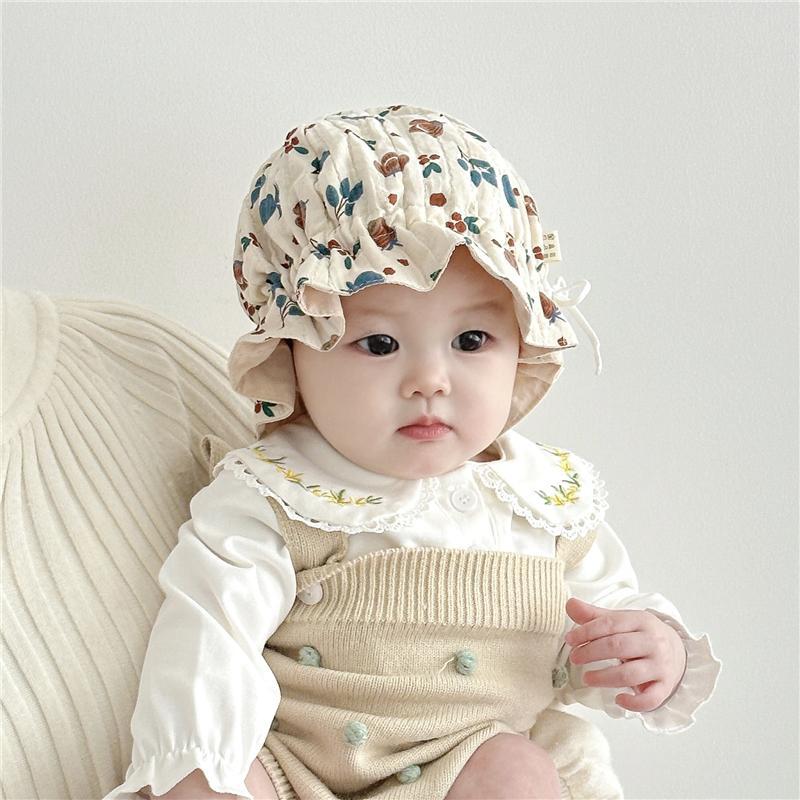 Sombrero para bebés primavera y otoño delgado estilo coreano de estilo extranjero sombrero de pescador bebé sombrero sombrero de sol recién nacido lindas flores marea