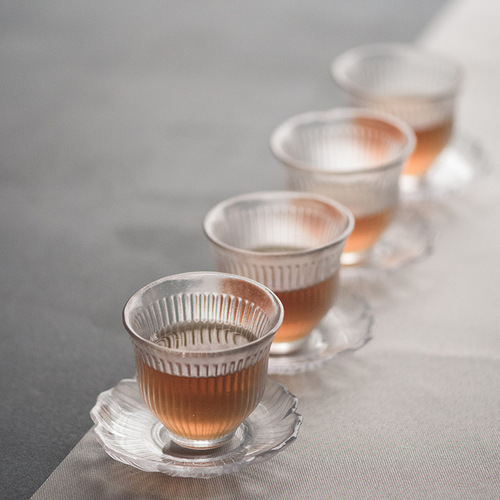 Japanese-style glass teacup brewing cup coaster tray heat separator crystal transparent tea mat tea set accessory tea ceremony