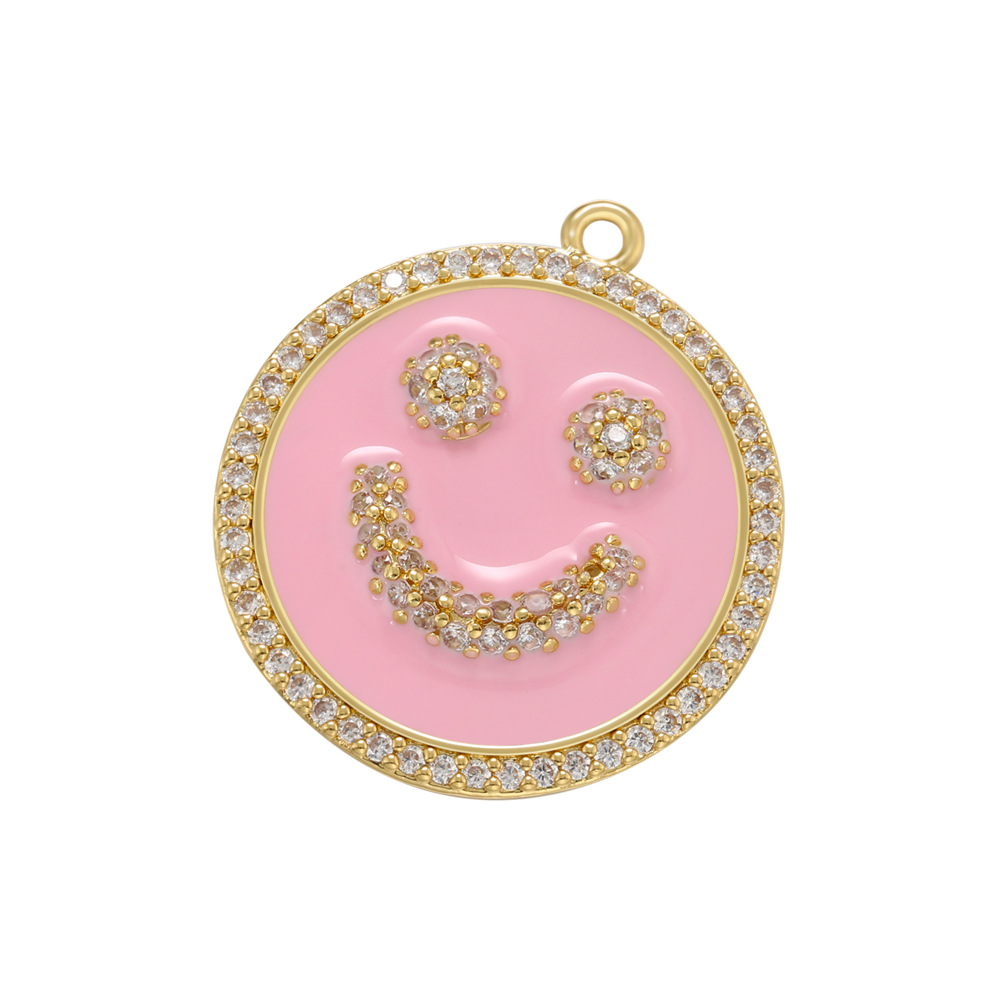 Micro-inlaid Zircon Smiley Face Pendant Color Dripping Oil Diy Jewelry Zircon Accessories display picture 2