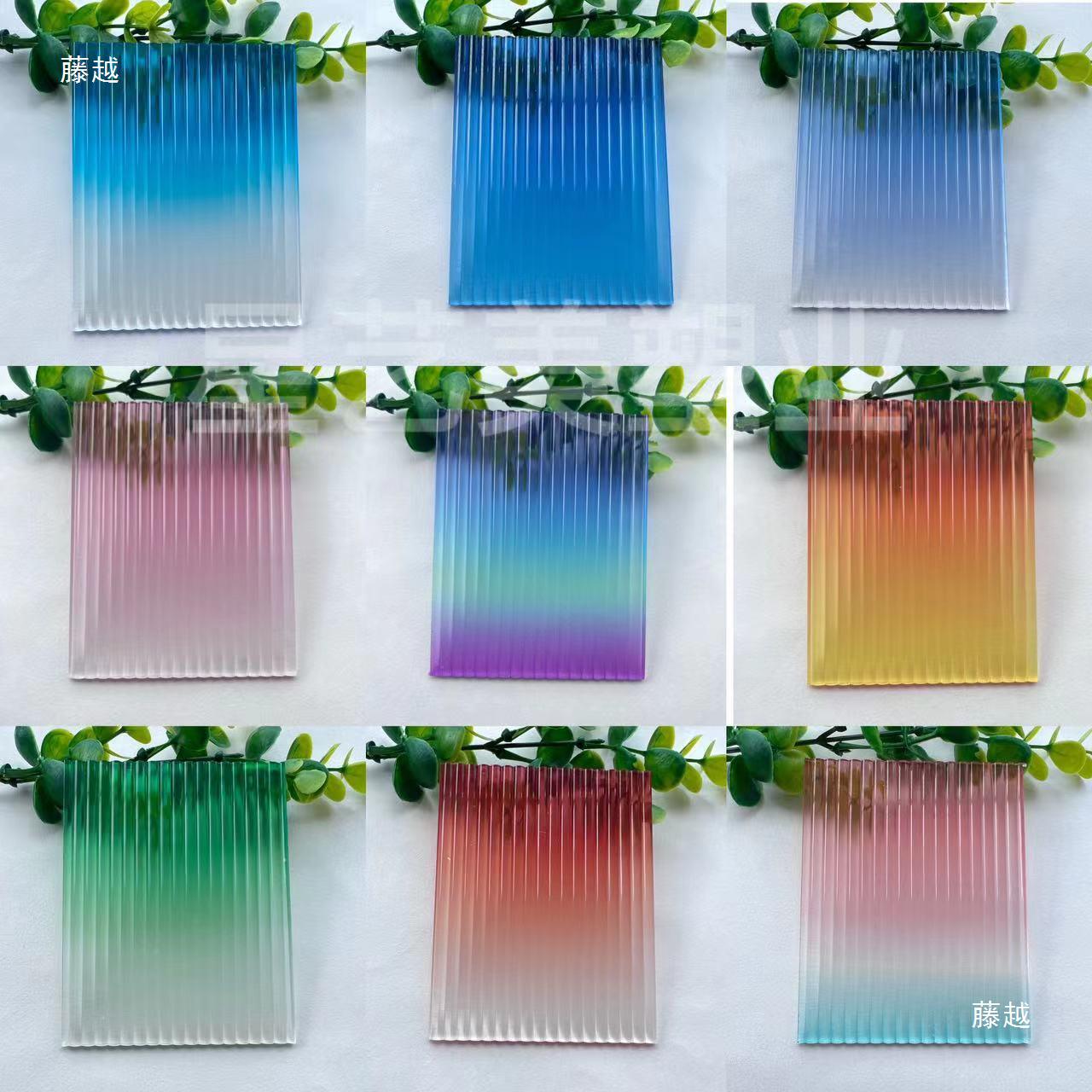 亚克力板渐变色条纹波浪石头纹炫彩半透明装饰隔断屏风展示UV印刷