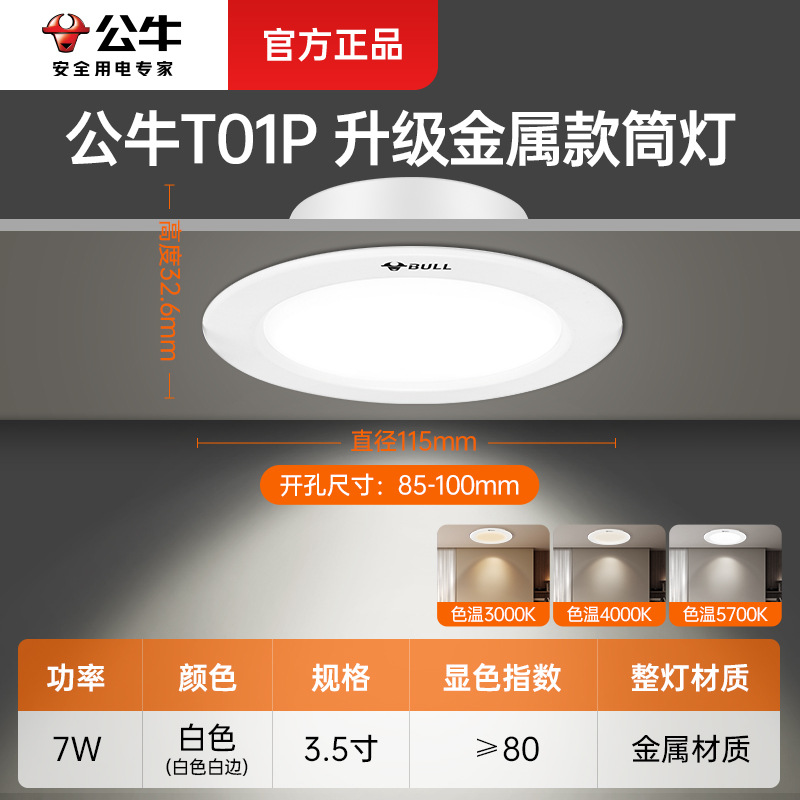 Upgraded metal model [white with white edge 7w] opening 85-100mm