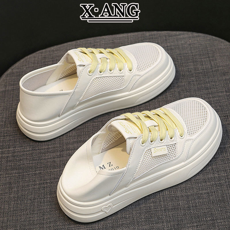 First-Layer Cowhide Soft-Soled Women's Shoes That Are Comfortable and Breathable, Summer Breathable Mesh White Shoes, Two-Way Wear Casual Single Shoes, Sneakers First-Layer Cowhide Soft-Soled Women's Shoes That Are Comfortable and Breathable, Summer Breathable Mesh White Shoes, Two-Way Wear Casual Single Shoes, Sneakers