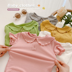 0-3 years old infant short-sleeved T-shirt 2023 summer new baby girl lotus leaf collar short-sleeved top BAI with MY035