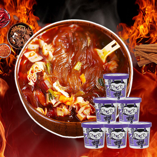 Food tribe people's hot and sour powder, spicy fried belly powder, barreled Chongqing authentic sweet potato powder, whole box wholesale Huajia snail powder